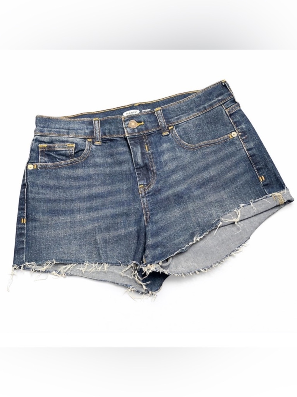 Old Navy Denim Shorts Mid Rise Frayed Hem Casual Summer Blue NWOT Size 6